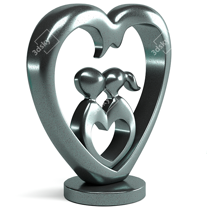 Romantic Iron Love Statue for Home Decor 3D model image 2