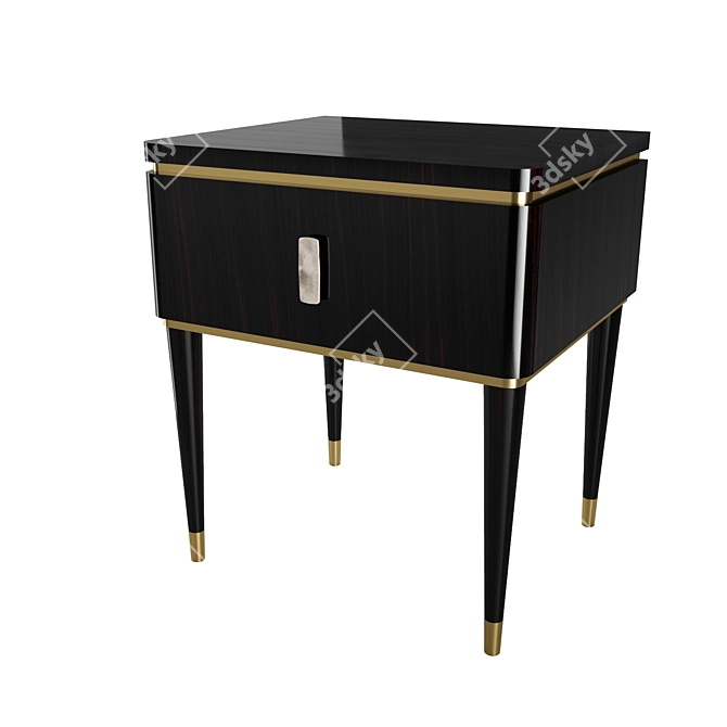 Sleek Dark Wood Bedside Table 3D model image 1