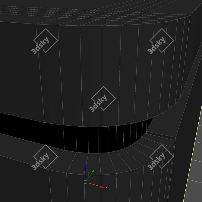 Sleek Dark Wood Bedside Table 3D model image 2