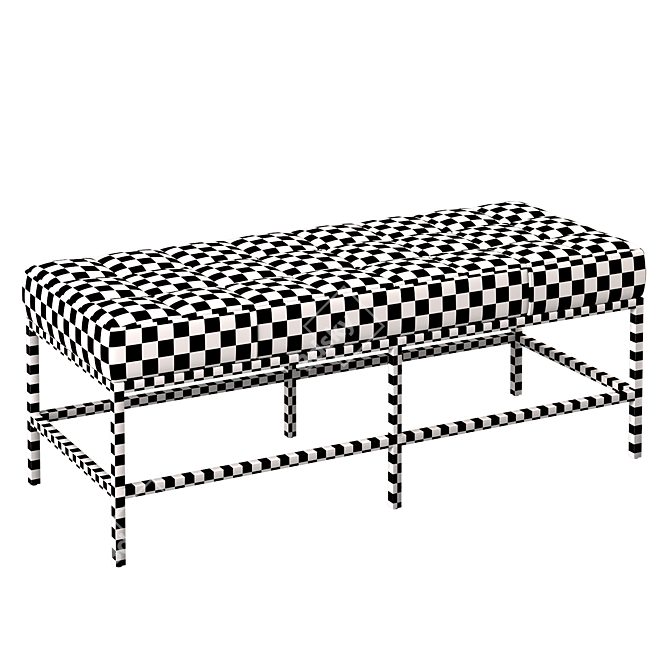 Contemporary Beckett Bench: Distressed Black Faux Leather 3D model image 3