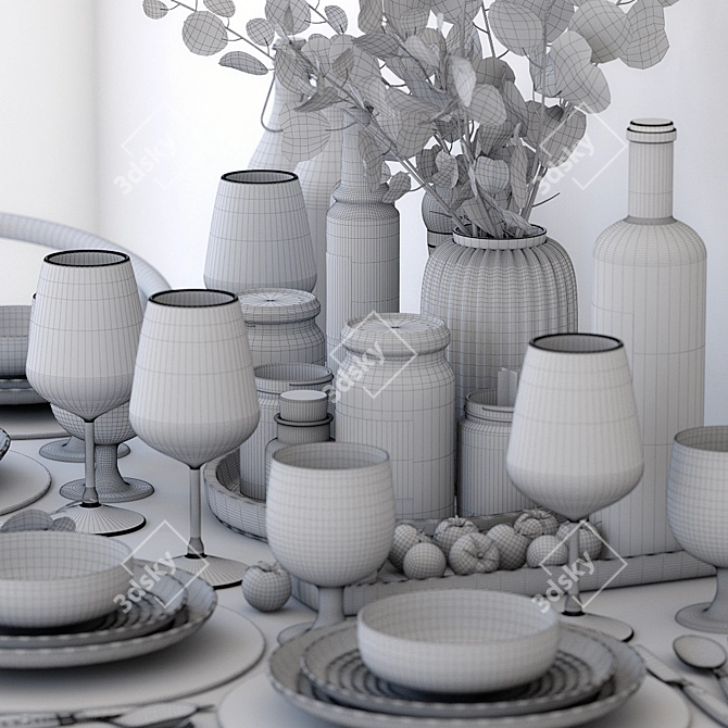 Eucalyptus Table Setting 3D model image 7