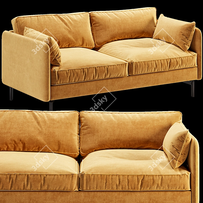 Luxurious Velvet Gold Sofa by Pols Potten 3D model image 1
