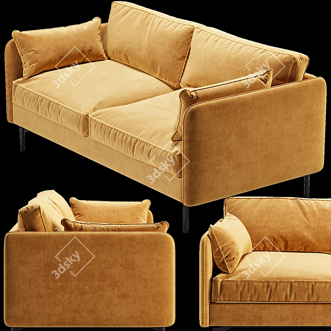 Luxurious Velvet Gold Sofa by Pols Potten 3D model image 2