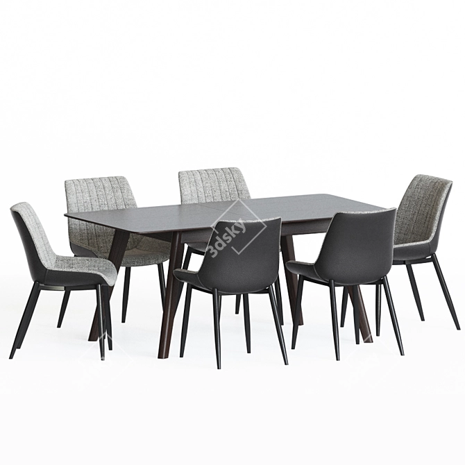 Modern Gray Dining Set 3D model image 7