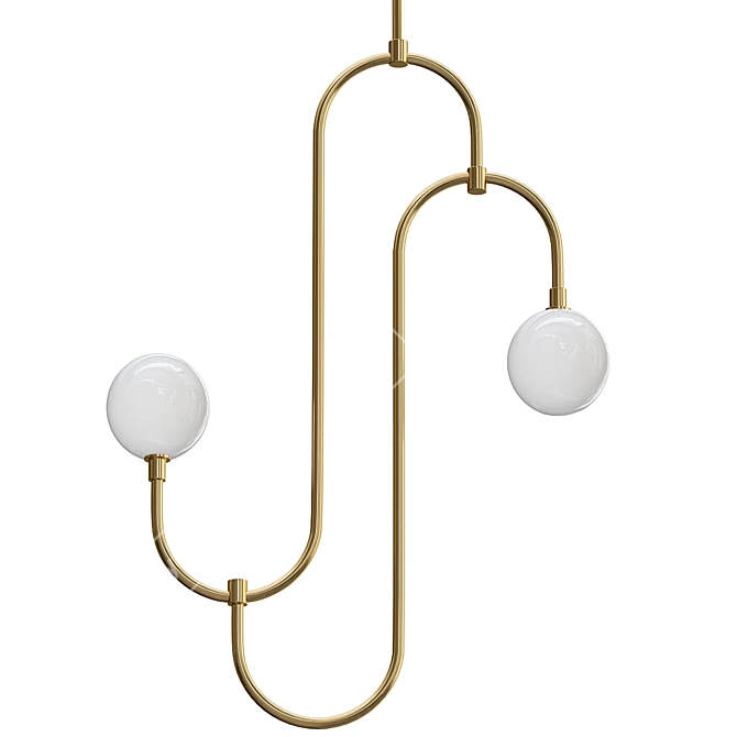 Elegant Glass Pendant with Double Shades 3D model image 1