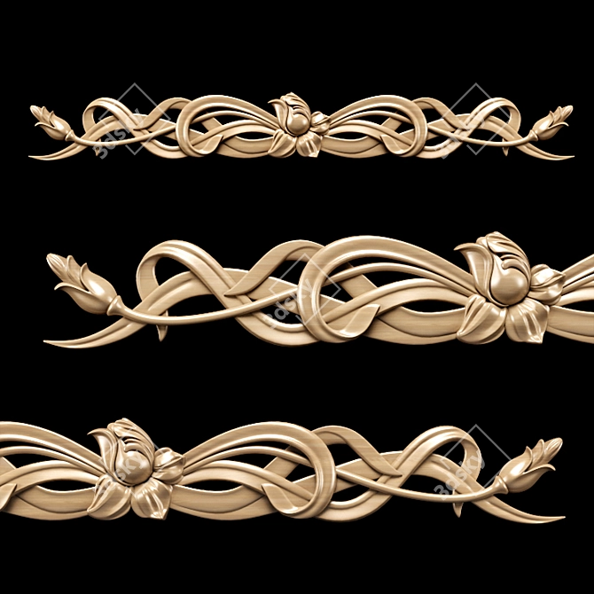 Title: Art Nouveau Carved Trim 3D model image 1