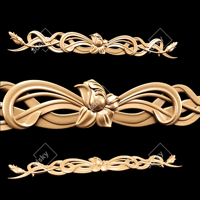 Title: Art Nouveau Carved Trim 3D model image 5