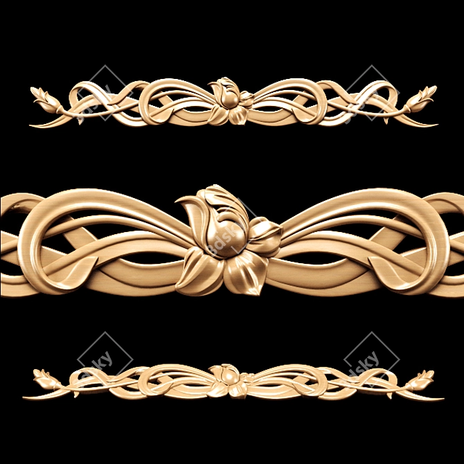 Title: Art Nouveau Carved Trim 3D model image 6