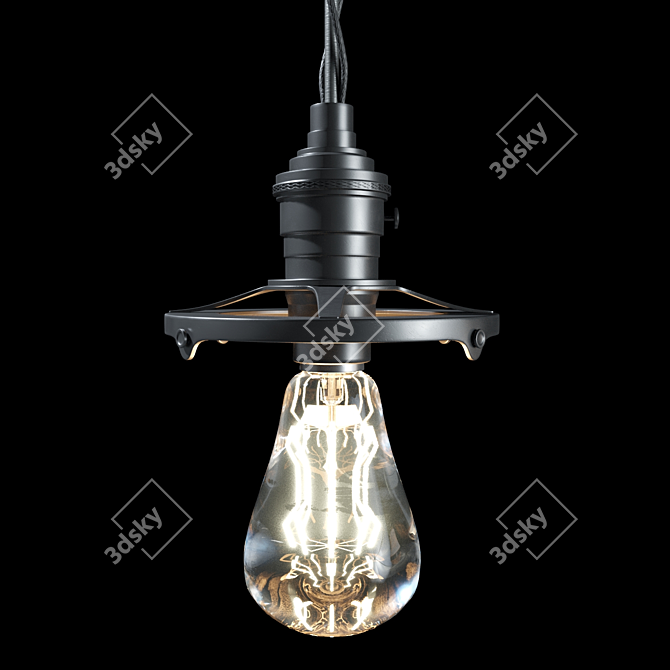 Glamorous Black & Bronze Pendant Light 3D model image 2