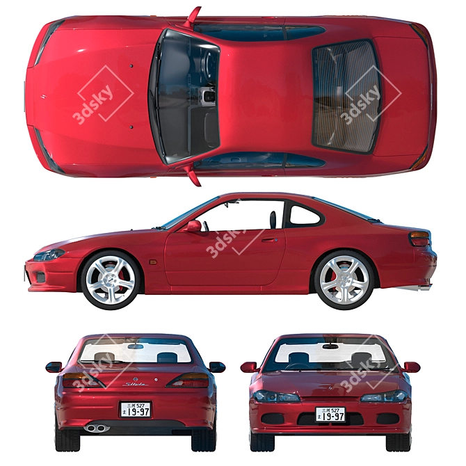 Sleek Nissan Silvia S15 (1999-2002) 3D model image 3