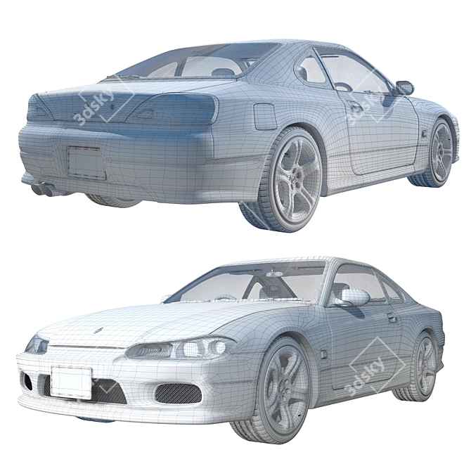 Sleek Nissan Silvia S15 (1999-2002) 3D model image 4