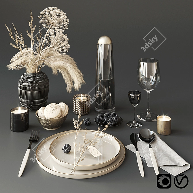 Heracleum Tableware Collection: Elegant and Versatile 3D model image 1