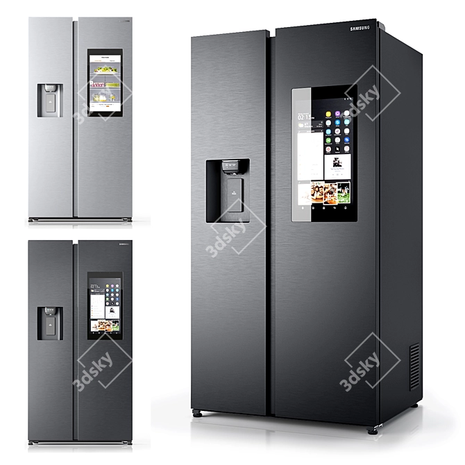 Smart Steel Fridge Freezer: Samsung Family Hub RS68N8941SL 3D model image 1