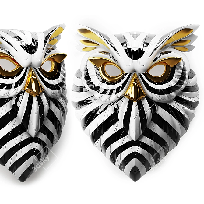 Majestic Owl Mask: Handcrafted Elegance 3D model image 1