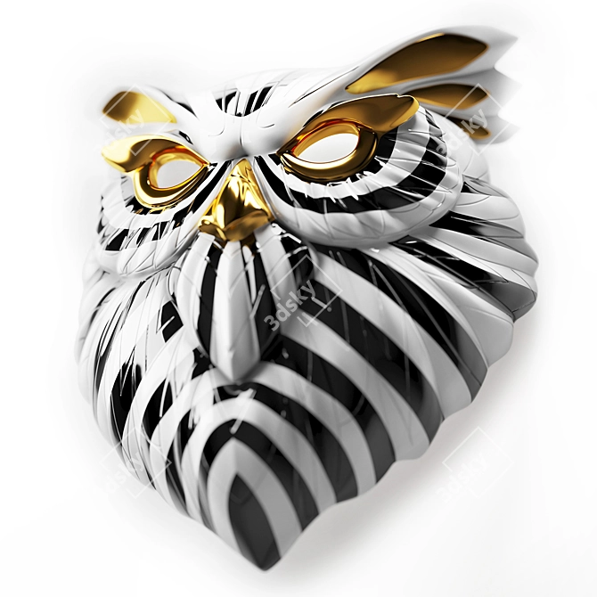 Majestic Owl Mask: Handcrafted Elegance 3D model image 2