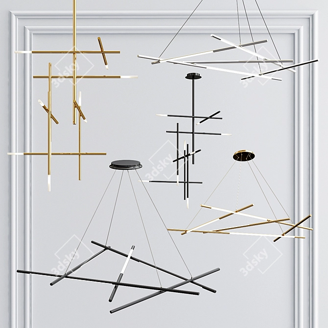 Elegant Mikado Pendant Collection 3D model image 1