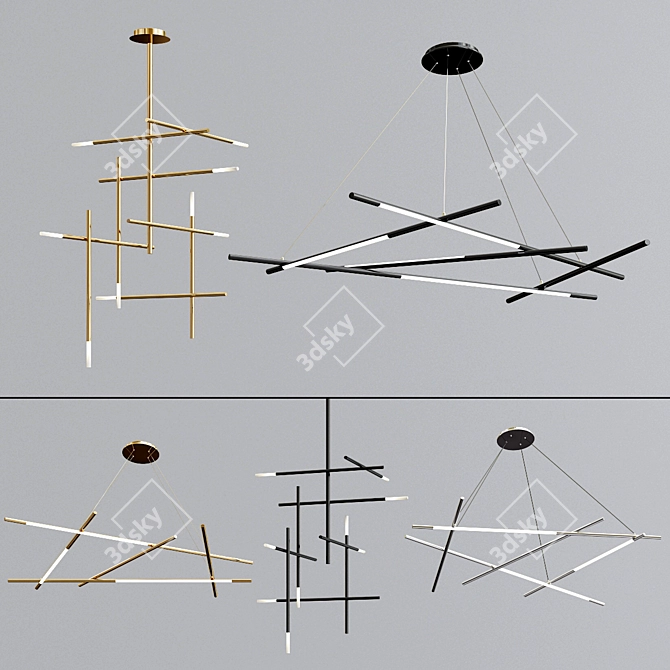 Elegant Mikado Pendant Collection 3D model image 3