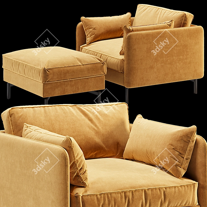 Pols Potten PPNO.2 Velvet Armchair 3D model image 1