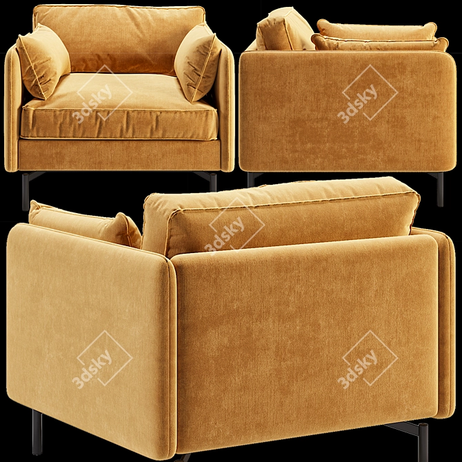 Pols Potten PPNO.2 Velvet Armchair 3D model image 2