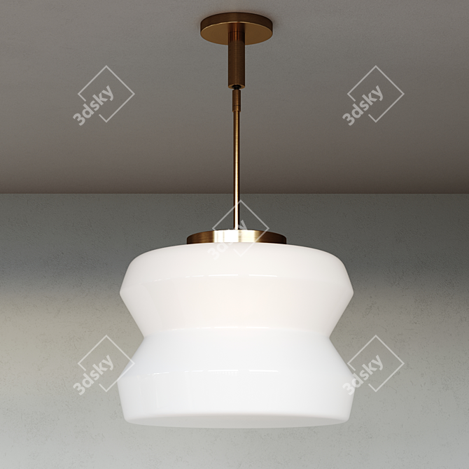 Vintage-inspired Milk Glass Pendant 3D model image 2