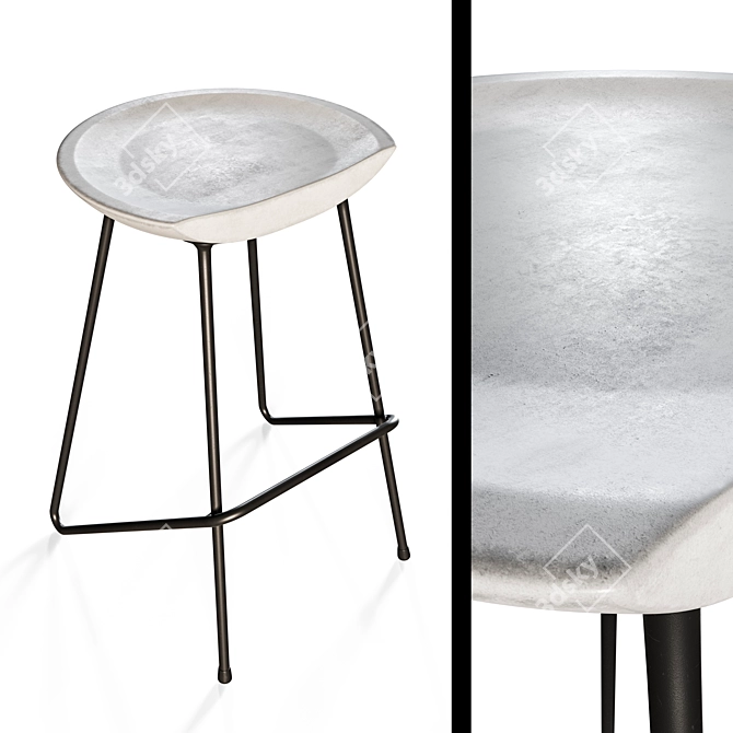 Ziz Concrete Stool by The Blue House 3D model image 2