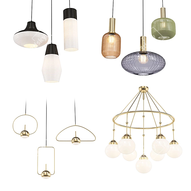 Modern Chandelier Collection Set 3D model image 1