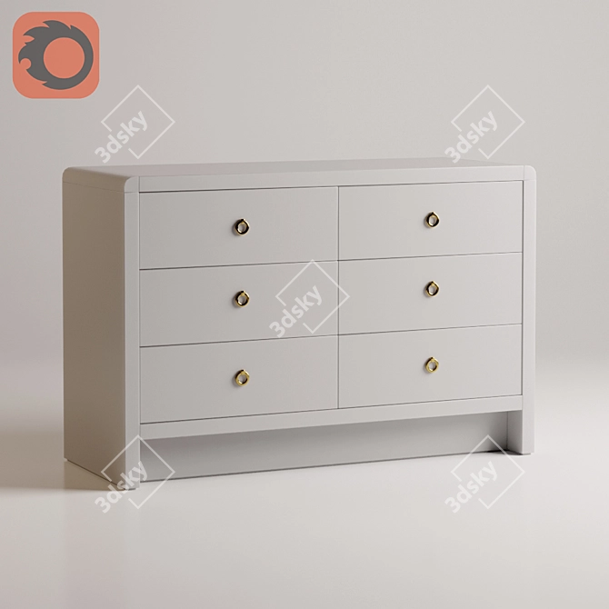 Bryant Linen XL 6-Drawer Chest 3D model image 1