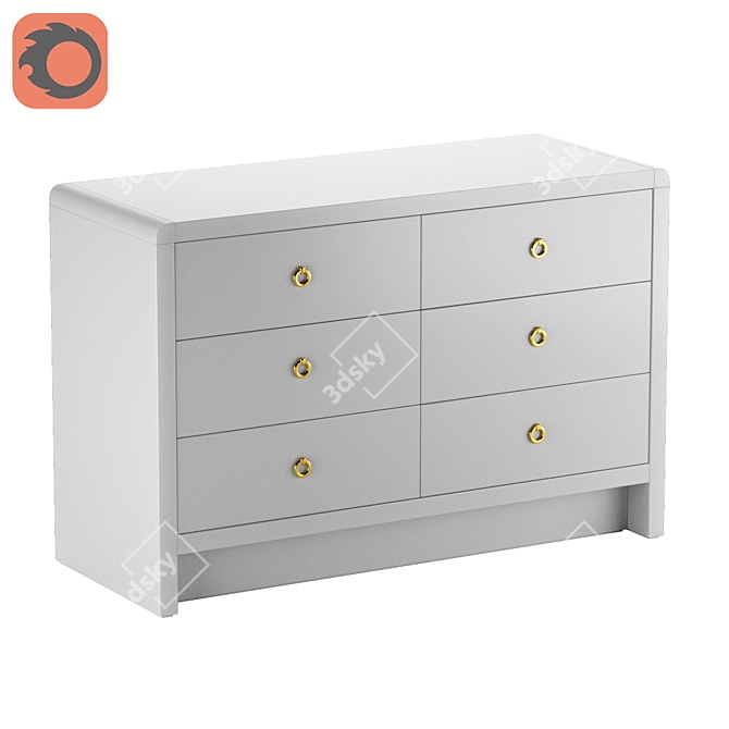 Bryant Linen XL 6-Drawer Chest 3D model image 2