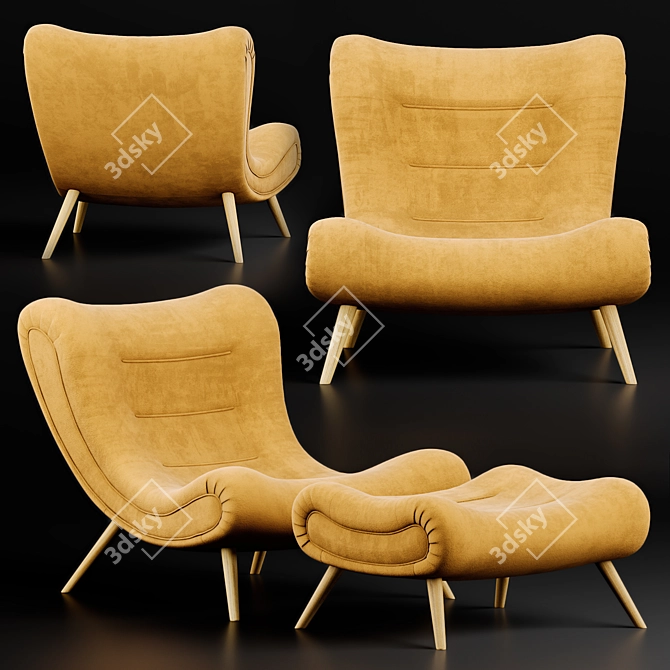 Elegant Louis Fashion Sofa 3D model image 1
