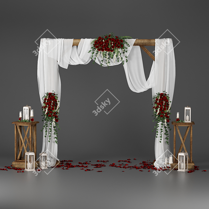 Elegant Floral Wedding Arch 3D model image 1