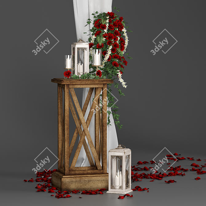 Elegant Floral Wedding Arch 3D model image 2