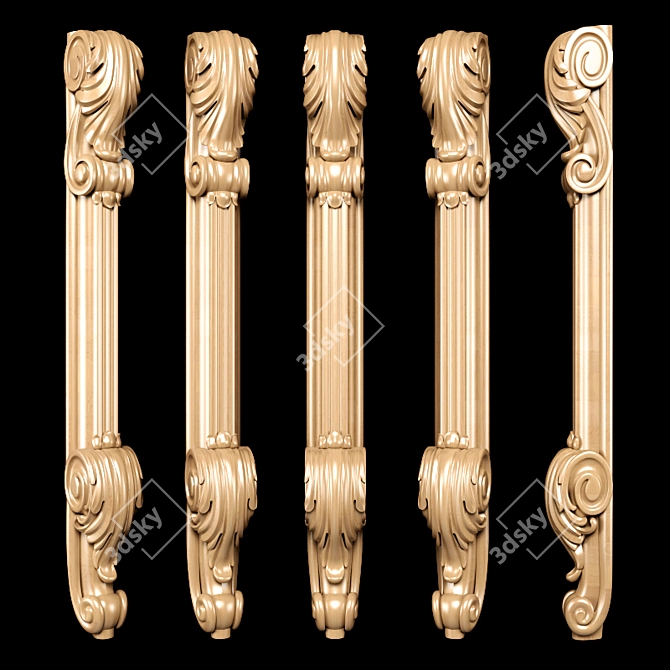 Elegant Classic Carved Leg: High-Quality, CNC-Compatible 3D model image 1