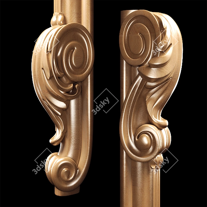 Elegant Classic Carved Leg: High-Quality, CNC-Compatible 3D model image 5