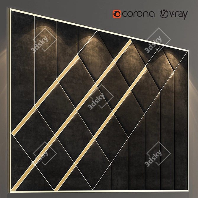 Sleek Black Wall Panel 3D model image 3
