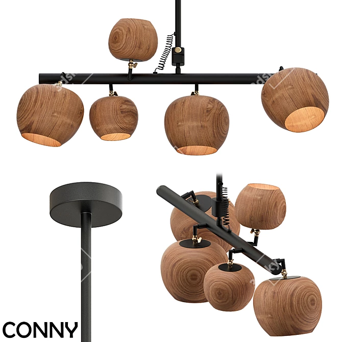 Wooden River Lamp with Rotating Shades 3D model image 2