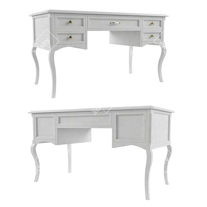 Timeless White Wood Desk 3D model image 1