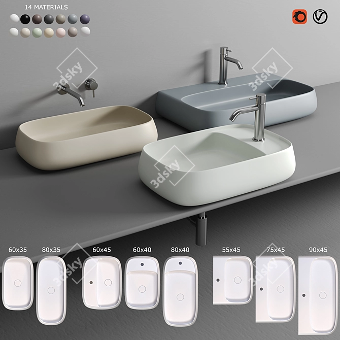 Alice Ceramica NUR Washbasin - Sleek Italian Design 3D model image 1