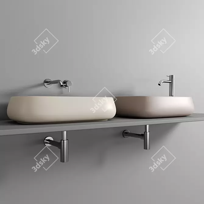 Alice Ceramica NUR Washbasin - Sleek Italian Design 3D model image 2