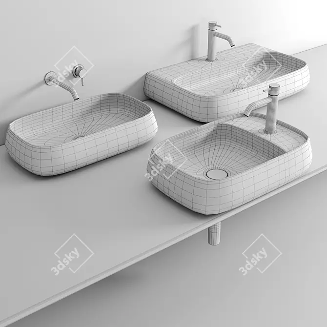 Alice Ceramica NUR Washbasin - Sleek Italian Design 3D model image 5