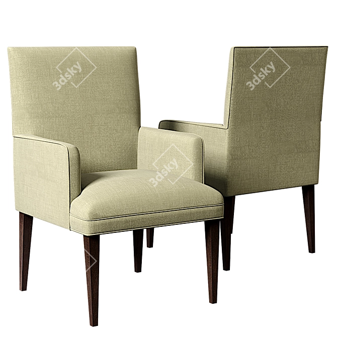 Elegant Hickory White Dining Armchair 3D model image 1