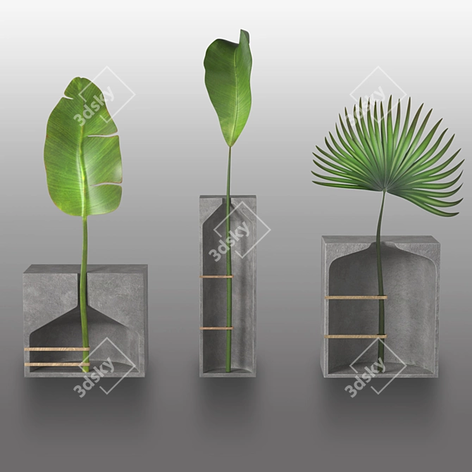 Sleek Concrete Planters for Modern Spaces 3D model image 2