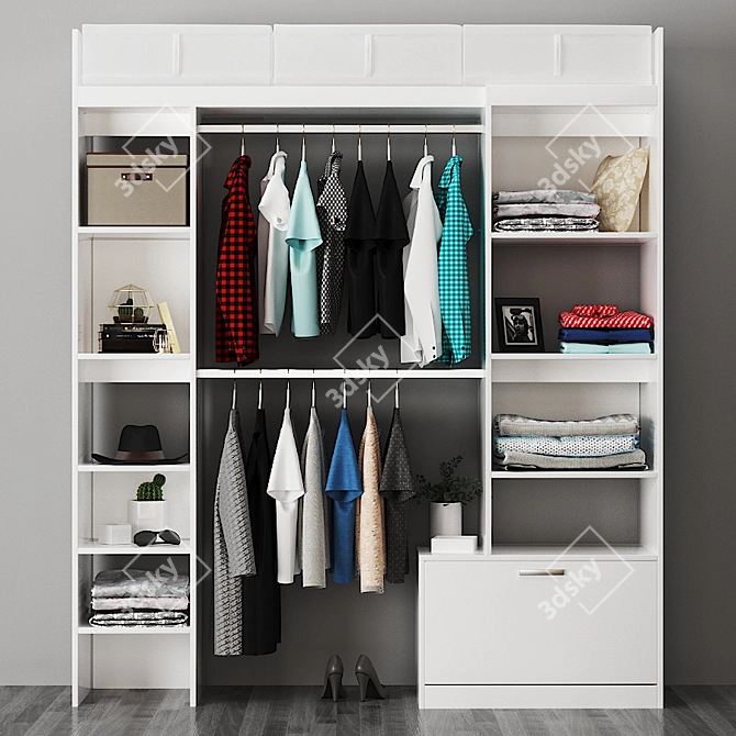 Modular Wardrobe with Shelves - YANN 3D model image 1
