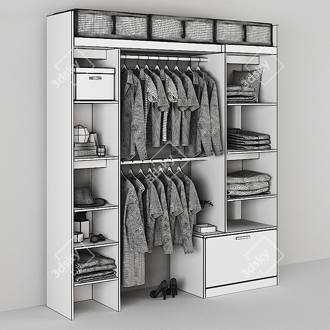 Modular Wardrobe with Shelves - YANN 3D model image 3
