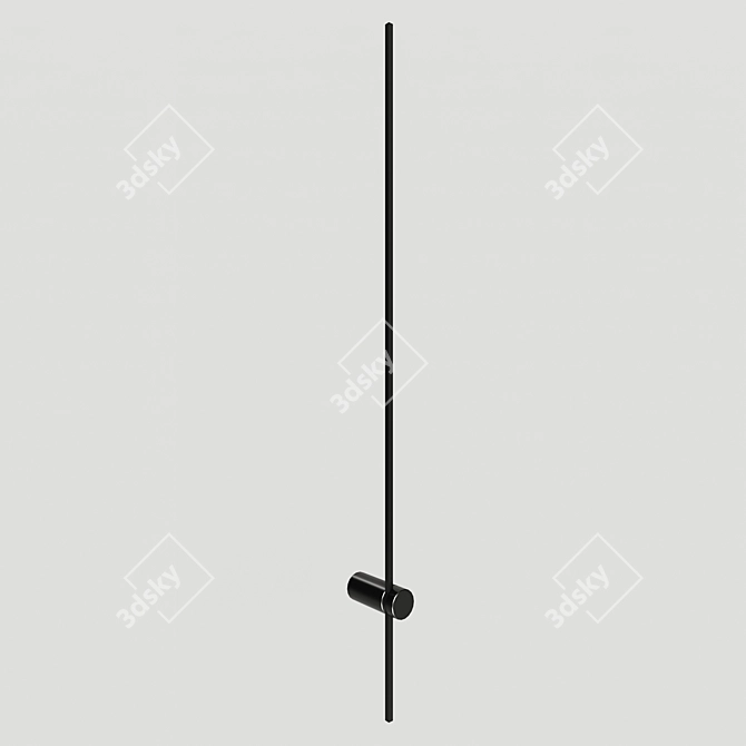 Sleek Black Wall Lamp 1250mm 3D model image 2