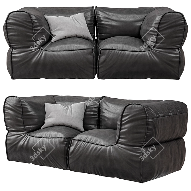 Prescott Leather Loveseat Set 01: Stylish and Compact 3D model image 1