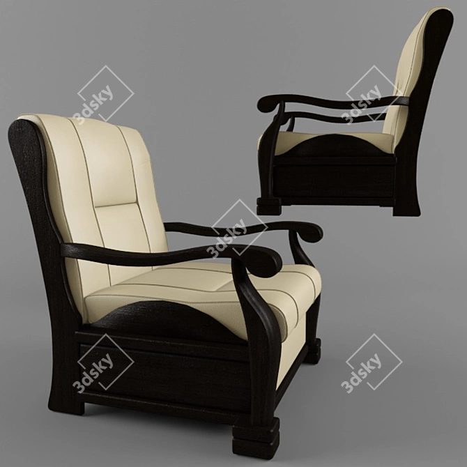 Triumph Wooden Armchair 3D model image 3