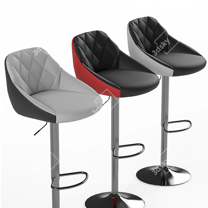 Elegant Adjustable Bar Stool 3D model image 3