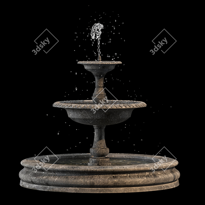 Elegant Stone Water Fountain 3D model image 1