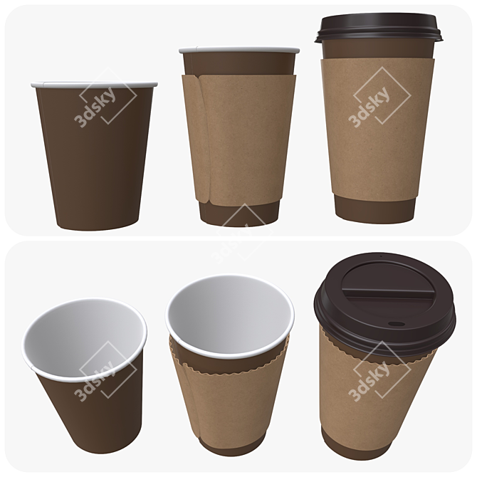 Eco-friendly Recycled Paper Coffee Cup 3D model image 2