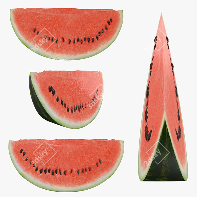 Watermelon Slice 3D Model 3D model image 2